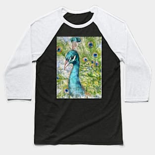 Peacock Watercolor Baseball T-Shirt